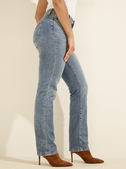 Guess Pantalon En Denim Bleu Coupe Décontractée