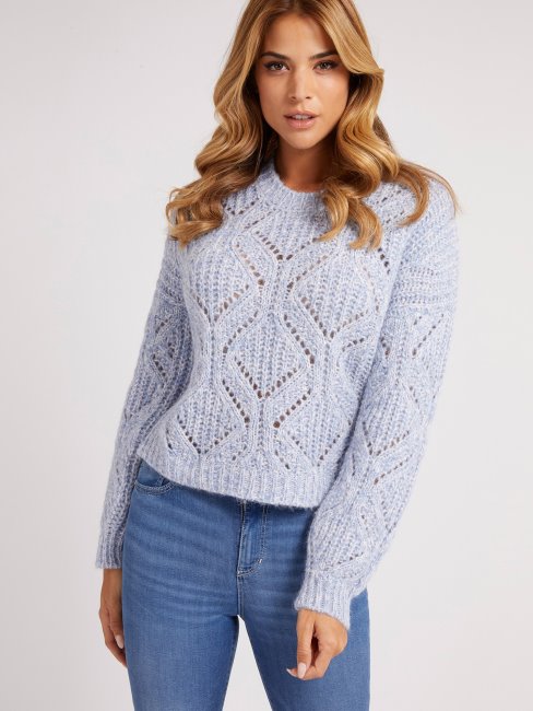Guess Pull Ajouré Bleu Clair