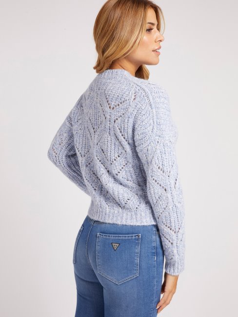 Guess Pull Ajouré Bleu Clair