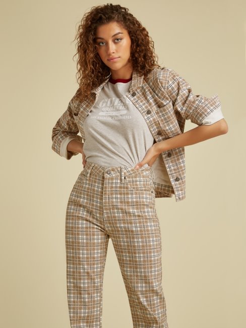 Veste à Carreaux Marron Guess