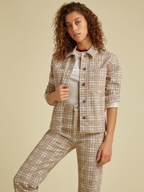 Veste à Carreaux Marron Guess