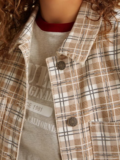 Veste à Carreaux Marron Guess