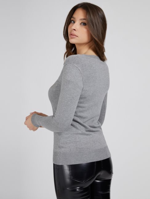 Pull Gris Logo Strass Multiples Guess