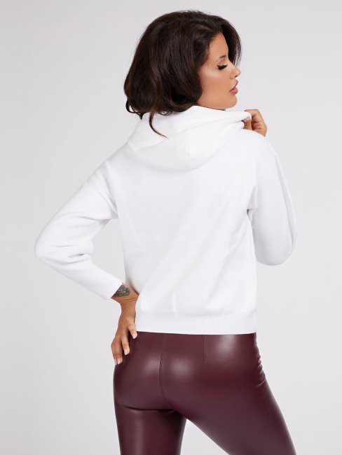 Pull à Capuche Logo Guess Blanc