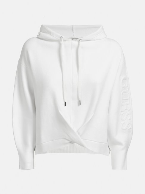 Pull à Capuche Logo Guess Blanc