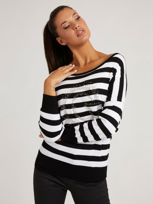 Pull Brodé Logo Guess G à Motif Multicolore