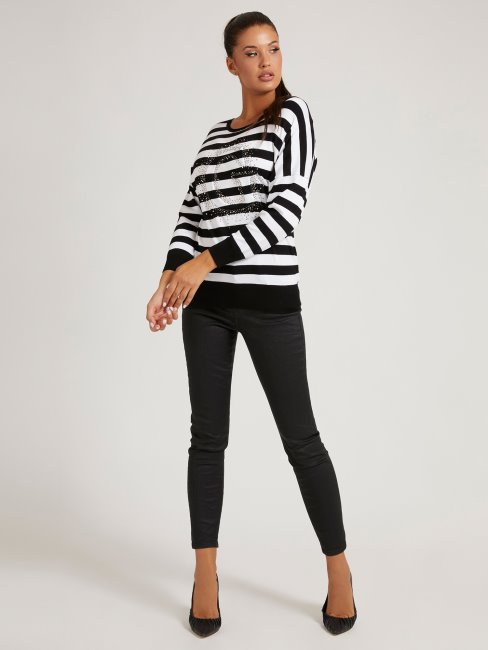 Pull Brodé Logo Guess G à Motif Multicolore