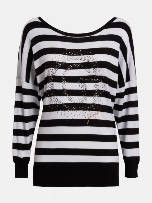 Pull Brodé Logo Guess G à Motif Multicolore