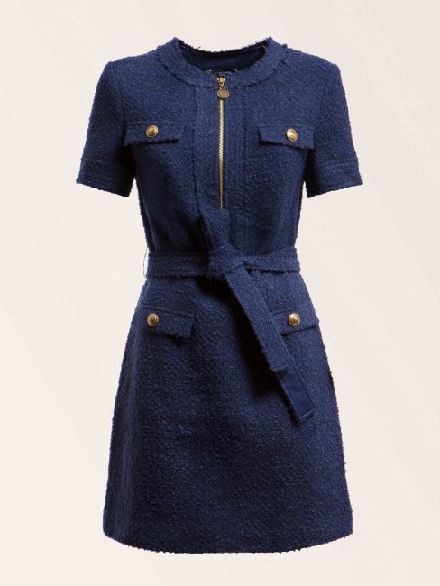 Robe En Tweed Marciano Bleu Guess