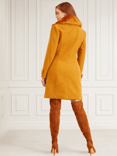 Manteau Beige Avec Fausse Fourrure Guess Marciano