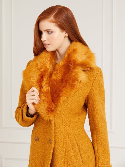 Manteau Beige Avec Fausse Fourrure Guess Marciano