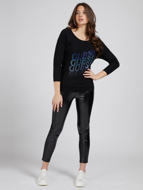 Guess Pull Logo Strass Noir