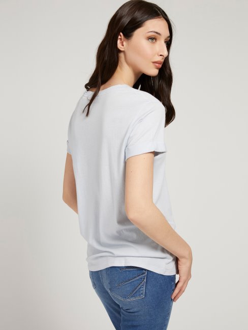 Tee Shirt Logo Devant Guess Bleu Clair