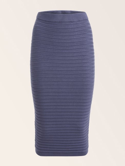 Jupe Guess Bleue En Maille Côtelée