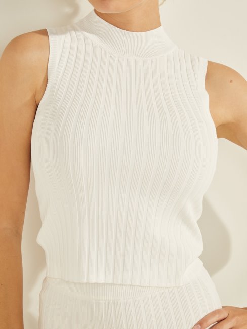 Guess Pull Débardeur Col Roulé Blanc
