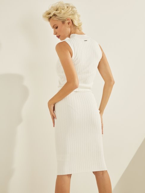 Guess Pull Débardeur Col Roulé Blanc