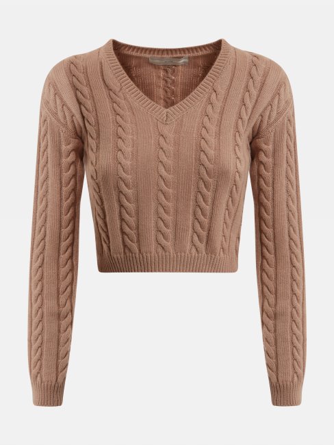 Pull Beige En Laine Mélangée Guess