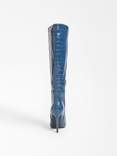 Bottines Bleues Guess Ruke à Imprimé Croco