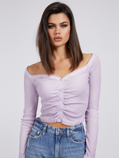 Guess Top Lilas à Fermeture Boutonnée