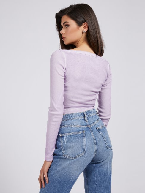 Guess Top Lilas à Fermeture Boutonnée