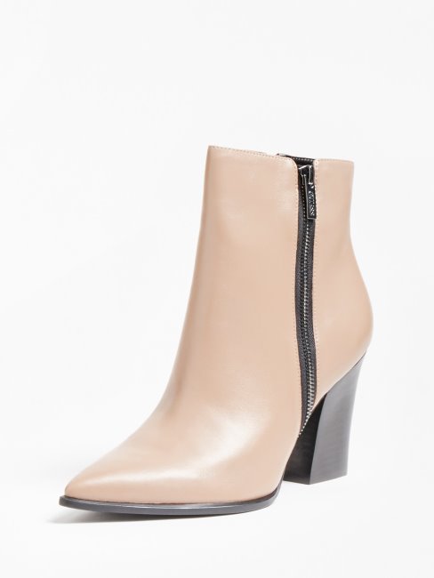 Bottines Guess Jakira En Cuir Véritable Beige
