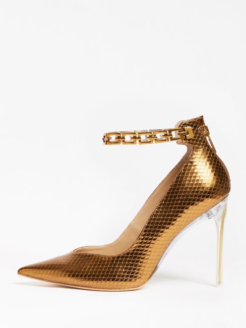 Escarpins Stefie Lamés Effet Croco Bronze Guess