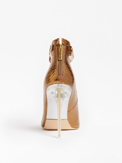 Escarpins Stefie Lamés Effet Croco Bronze Guess