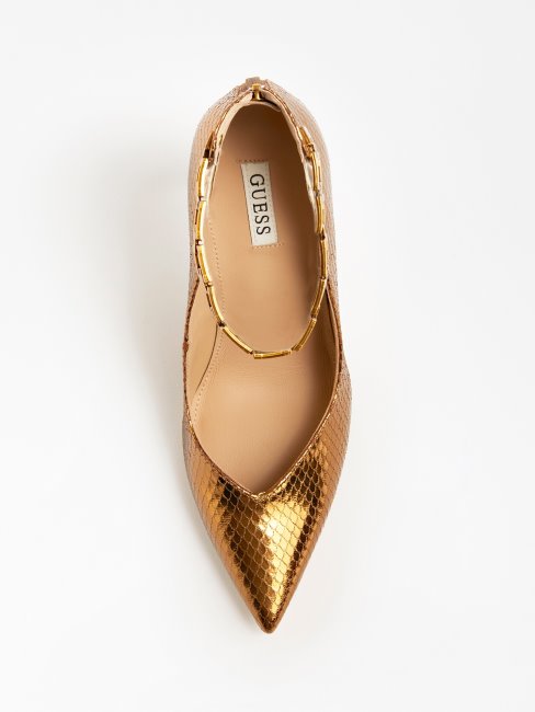 Escarpins Stefie Lamés Effet Croco Bronze Guess