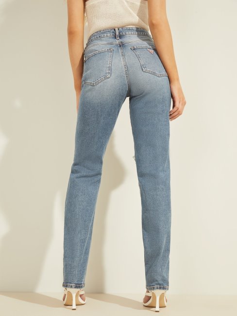 Pantalon En Jean Bleu Coupe Relax Avec Détails Anti-abrasion Guess