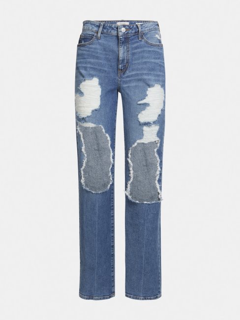 Pantalon En Jean Bleu Coupe Relax Avec Détails Anti-abrasion Guess