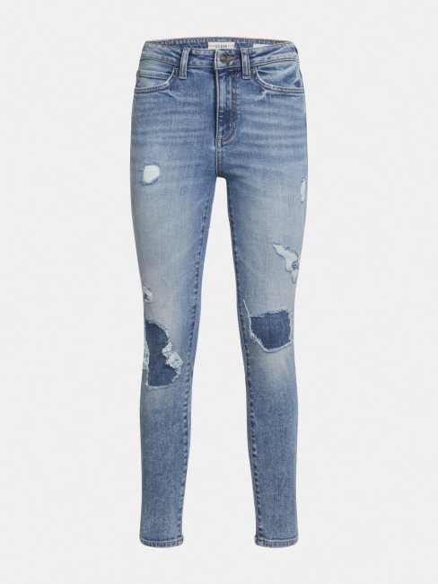 Pantalon En Jean Skinny à Détail De Patch Guess Bleu