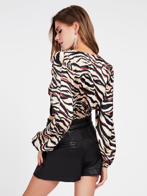 Crop Top Avec Empiècement En Dentelle Guess Animalier