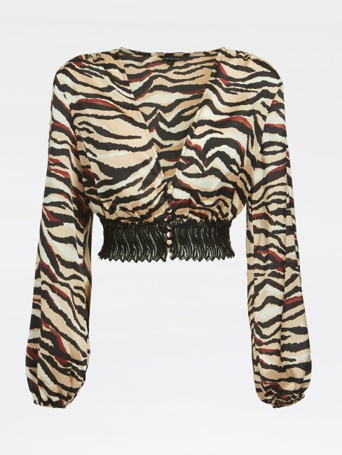 Crop Top Avec Empiècement En Dentelle Guess Animalier