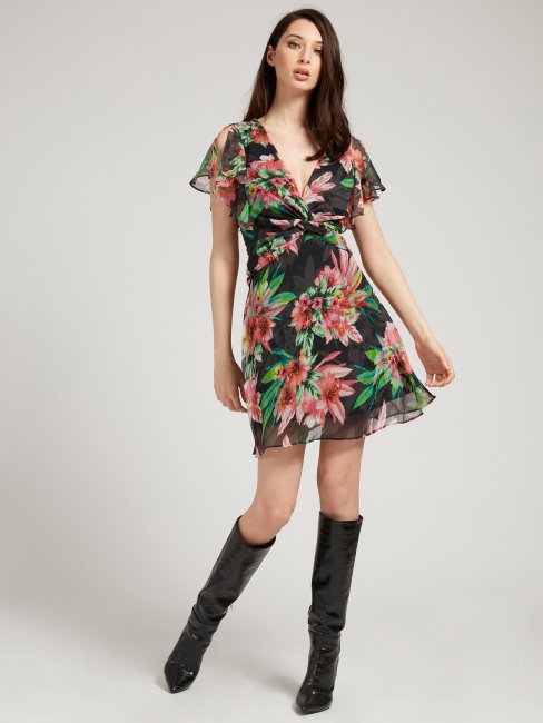 Guess Robe à Volants Imprimé Fantaisie Florale Sur L'ensemble