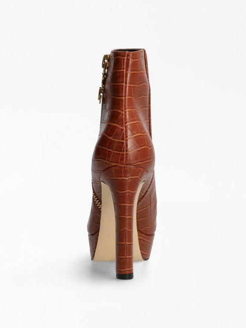 Guess Delon Bottine Imprimé Croco Marron