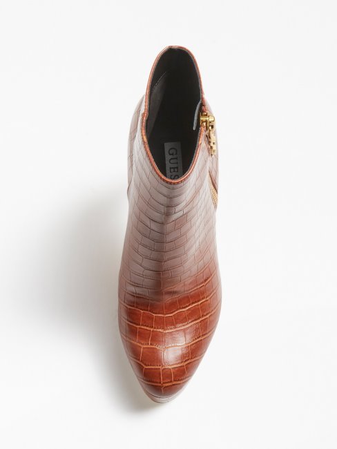 Guess Delon Bottine Imprimé Croco Marron