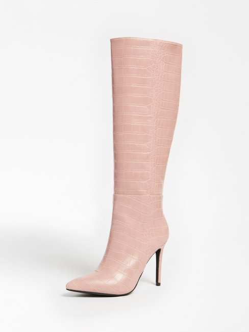 Ruke Bottine Haute Imprimé Croco Rose Guess