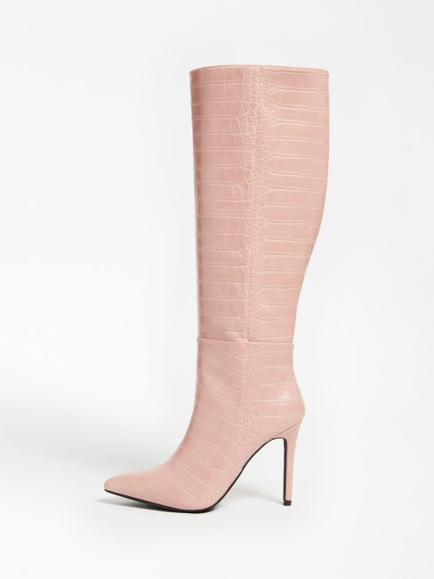 Ruke Bottine Haute Imprimé Croco Rose Guess