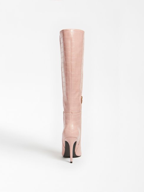 Ruke Bottine Haute Imprimé Croco Rose Guess