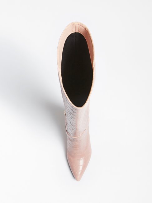 Ruke Bottine Haute Imprimé Croco Rose Guess