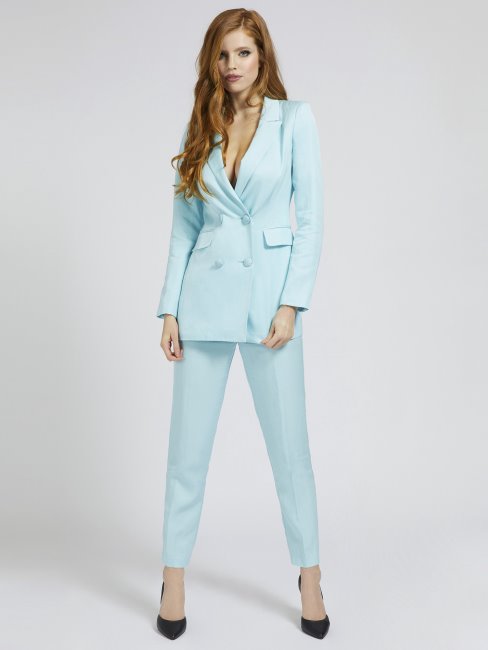 Pantalon En Mélange De Lin Marciano Bleu Clair