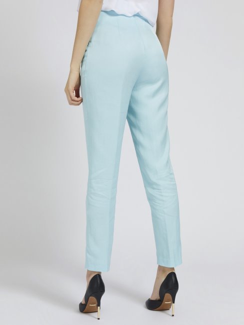 Pantalon En Mélange De Lin Marciano Bleu Clair