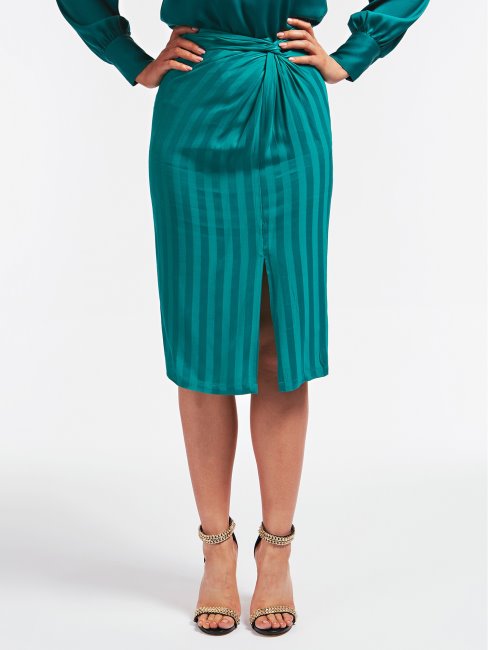 Jupe Viscose Rayée Vert Guess