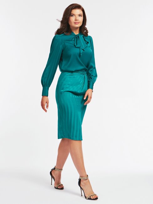 Jupe Viscose Rayée Vert Guess