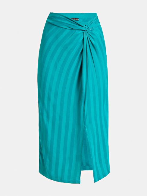 Jupe Viscose Rayée Vert Guess