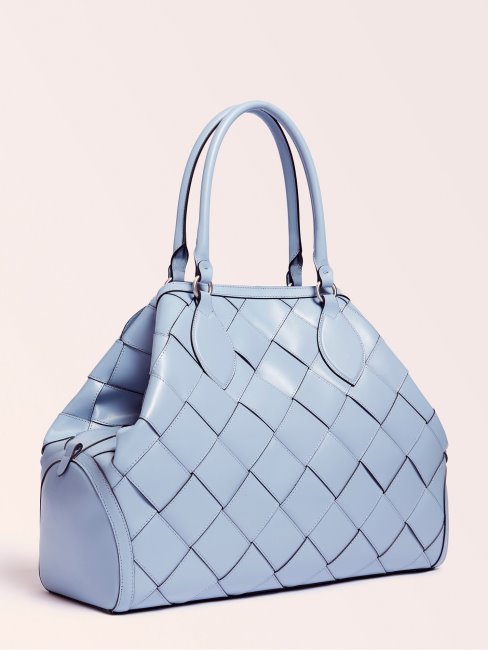 Guess Giorgia Grand Sac à Main De Luxe En Cuir Véritable Multi Beige