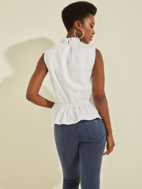 Top En Coton Brodé Guess Blanc