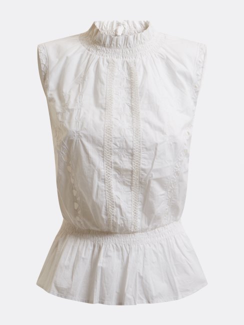 Top En Coton Brodé Guess Blanc