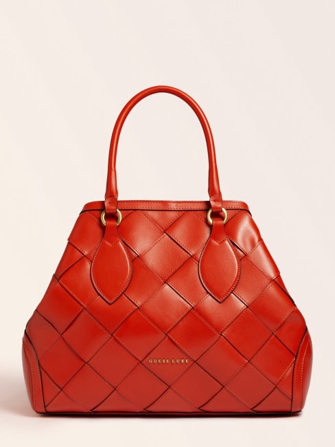 Sac à Main Giorgia Luxe Orange En Cuir Véritable Guess