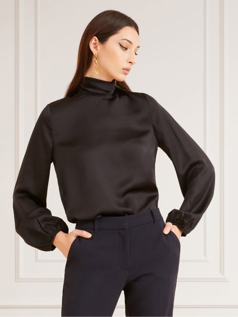 Chemisier En Satin Marciano Noir Guess